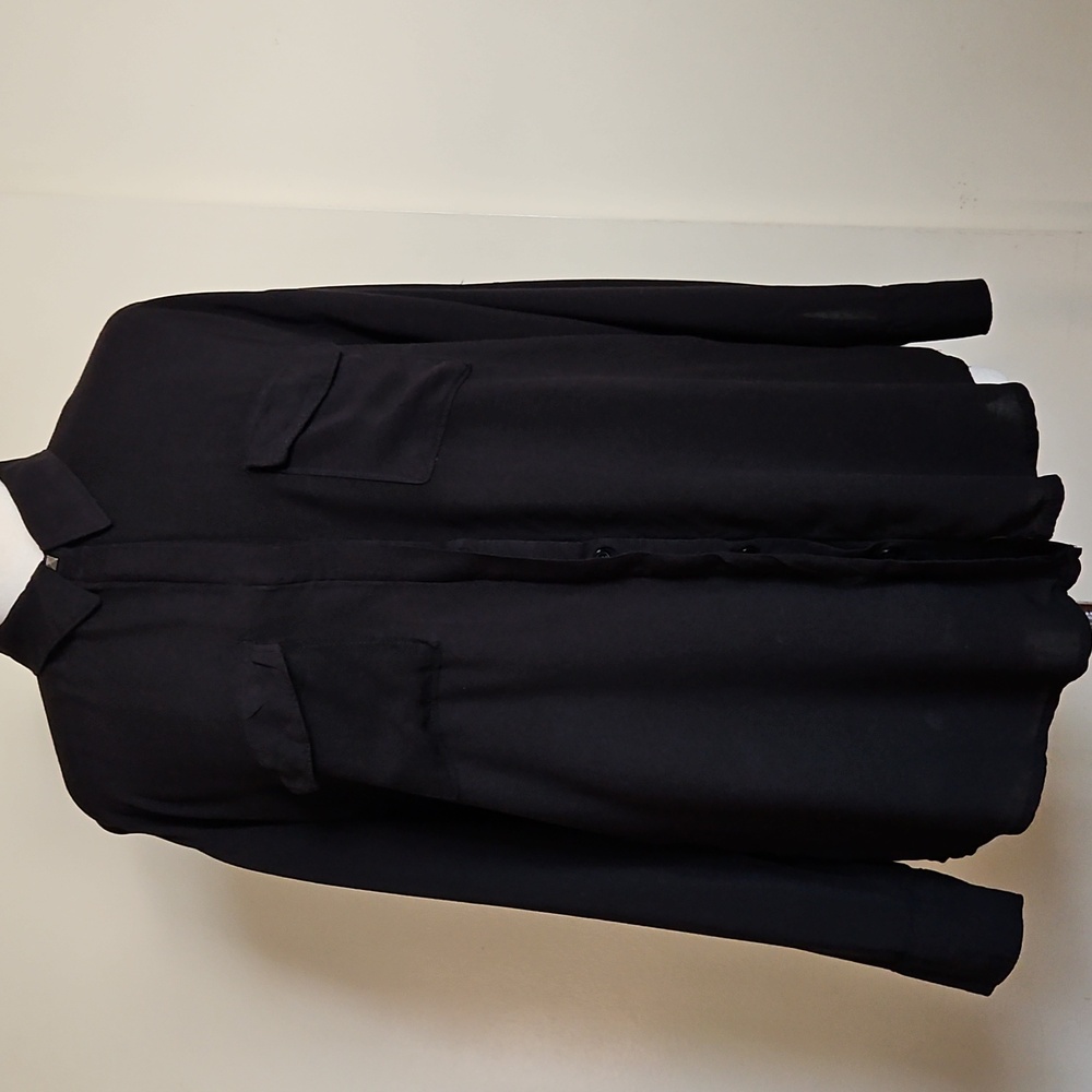 Rock & Republic Black Long Sleeves Buttons Down Shirt Blouse Medium